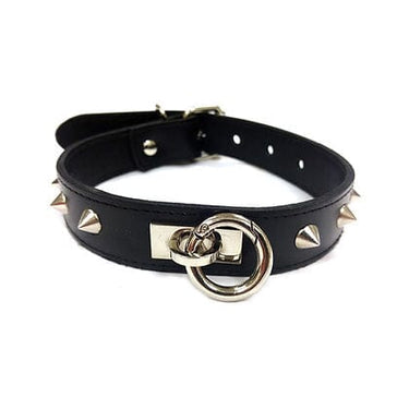 Leather O-Ring Studded Choker